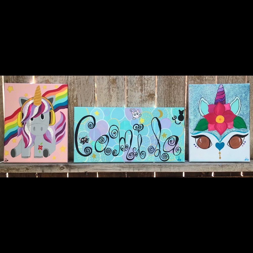 Personalized Art Canvas. Kids room decor 💜💚🤩